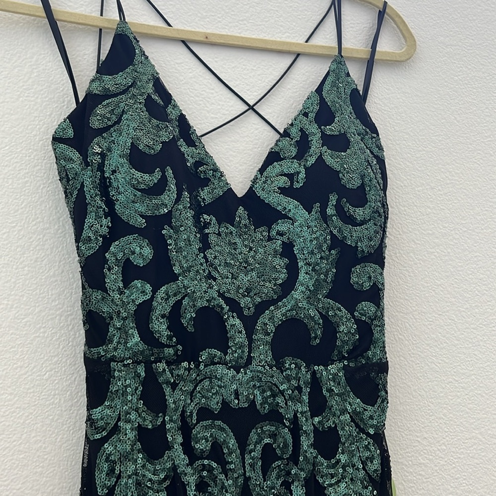 WINDSOR black and green sequin mermaid dress
